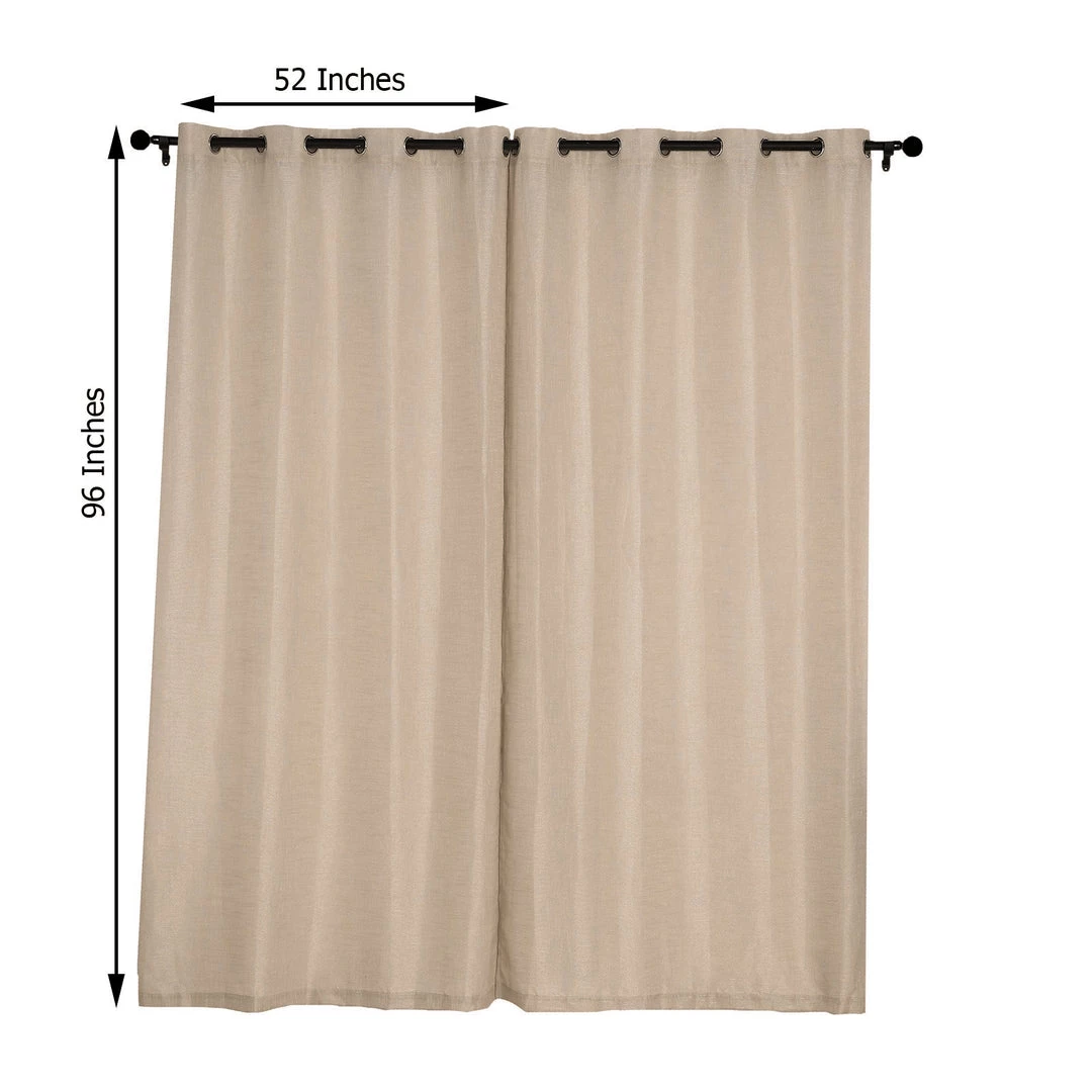 HIER_3120 Home Décor 2 Pack | Handmade Beige Faux Linen Curtains 52"x96", Curtain Panels With Chrome Grommets 3 HIER_3120 Home Décor 2 Pack | Handmade Beige Faux Linen Curtains 52"x96", Curtain Panels With Chrome Grommets