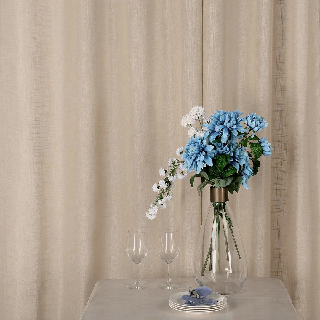 HIER_3120 2 Pack | Handmade Beige Faux Linen Curtains 52"x64", Curtain Panels With Chrome Grommets 6 HIER_3120 2 Pack | Handmade Beige Faux Linen Curtains 52"x64", Curtain Panels With Chrome Grommets