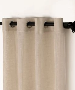 HIER_3120 2 Pack | Handmade Beige Faux Linen Curtains 52"x64", Curtain Panels With Chrome Grommets 20 HIER_3120 2 Pack | Handmade Beige Faux Linen Curtains 52