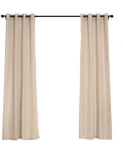 HIER_3120 2 Pack | Handmade Beige Faux Linen Curtains 52"x108", Curtain Panels With Chrome Grommets Home Décor 31 HIER_3120 2 Pack | Handmade Beige Faux Linen Curtains 52