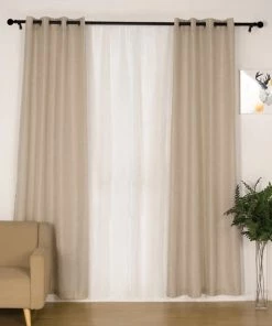 HIER_3120 Home Décor 2 Pack | Handmade Beige Faux Linen Curtains 52"x96", Curtain Panels With Chrome Grommets 23 HIER_3120 Home Décor 2 Pack | Handmade Beige Faux Linen Curtains 52
