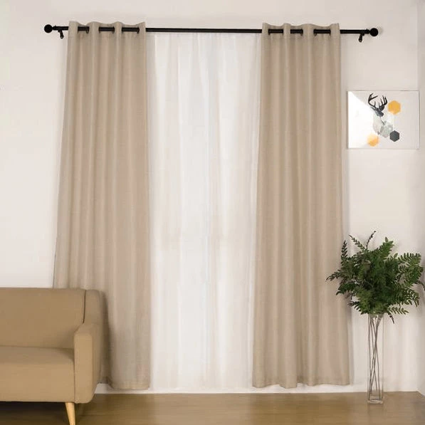 HIER_3120 Home Décor 2 Pack | Handmade Beige Faux Linen Curtains 52"x96", Curtain Panels With Chrome Grommets 7 HIER_3120 Home Décor 2 Pack | Handmade Beige Faux Linen Curtains 52"x96", Curtain Panels With Chrome Grommets