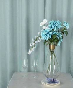 HIER_3120 2 Pack | Handmade Dusty Blue Faux Linen Curtains 52"x64", Curtain Panels With Chrome Grommets Home Décor 23 HIER_3120 2 Pack | Handmade Dusty Blue Faux Linen Curtains 52