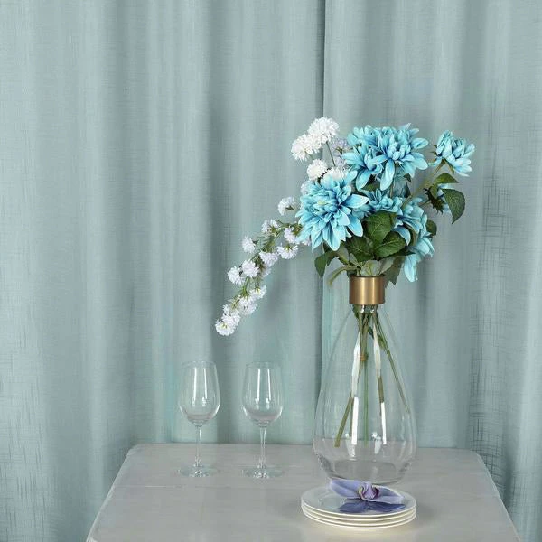 HIER_3120 2 Pack | Handmade Dusty Blue Faux Linen Curtains 52"x64", Curtain Panels With Chrome Grommets Home Décor 8 HIER_3120 2 Pack | Handmade Dusty Blue Faux Linen Curtains 52"x64", Curtain Panels With Chrome Grommets Home Décor