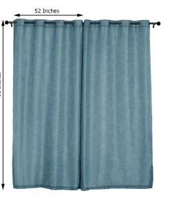 HIER_3120 2 Pack | Handmade Blue Faux Linen Curtains 52"x96", Curtain Panels With Chrome Grommets Home Décor 18 HIER_3120 2 Pack | Handmade Blue Faux Linen Curtains 52