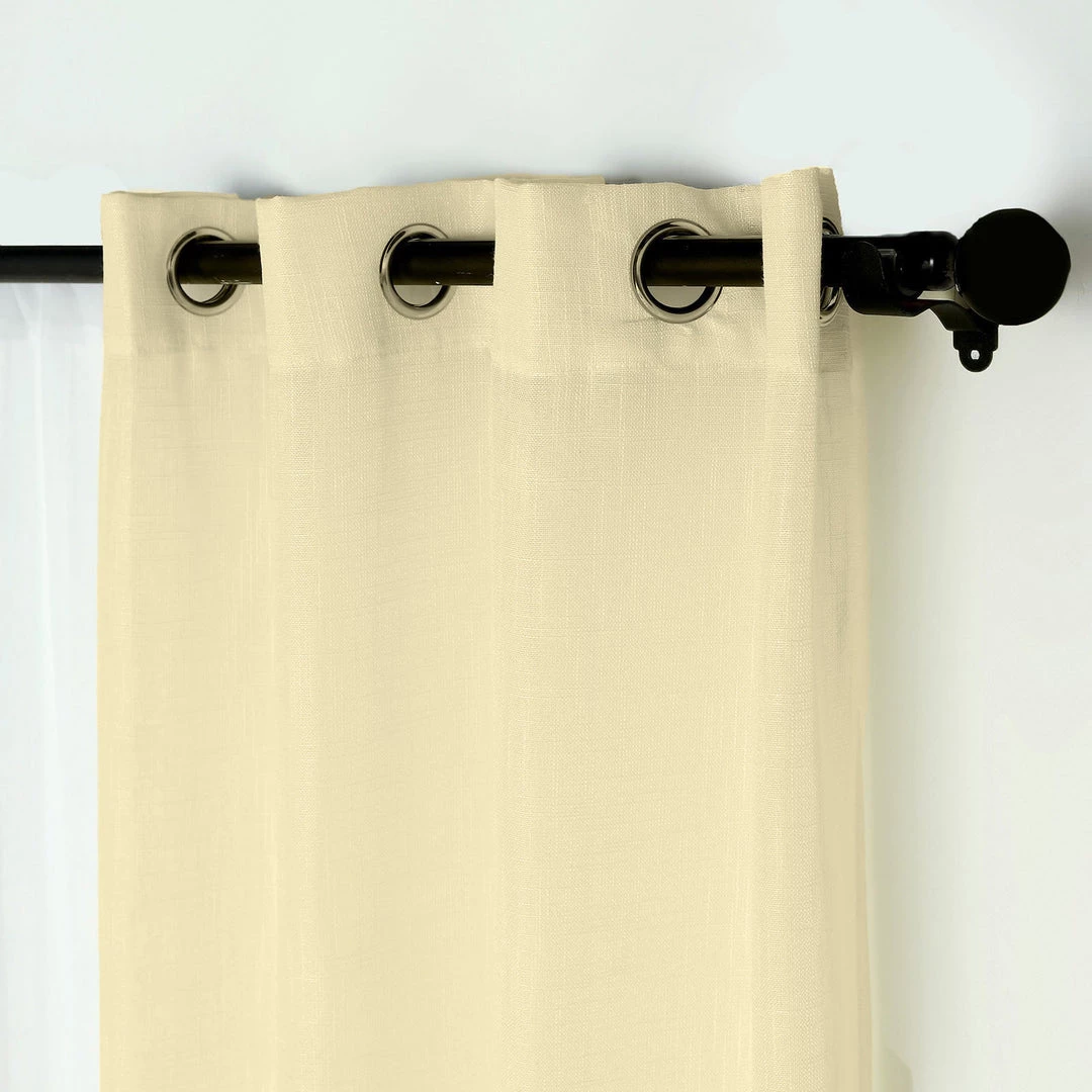 HIER_3120 2 Pack | Handmade Ivory Faux Linen Curtains 52"x64", Curtain Panels With Chrome Grommets Home Décor 8 HIER_3120 2 Pack | Handmade Ivory Faux Linen Curtains 52"x64", Curtain Panels With Chrome Grommets Home Décor