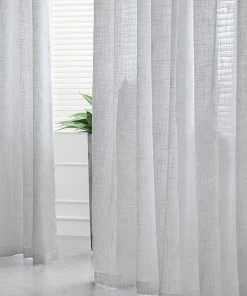 HIER_3120 Home Décor 2 Pack | Handmade Silver Faux Linen Curtains 52