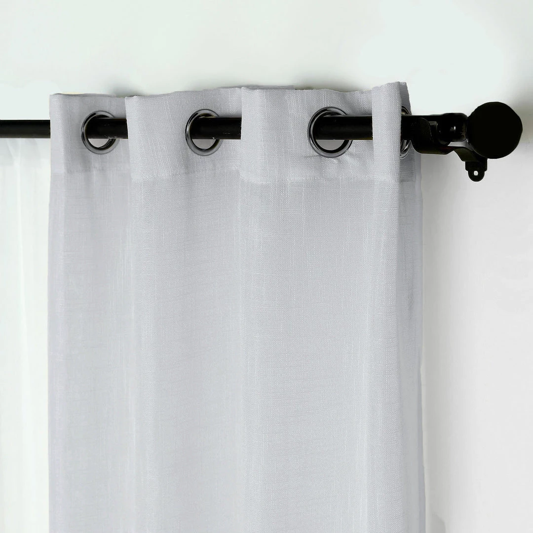 HIER_3120 2 Pack | Handmade Silver Faux Linen Curtains 52"x64", Curtain Panels With Chrome Grommets Home Décor 7 HIER_3120 2 Pack | Handmade Silver Faux Linen Curtains 52"x64", Curtain Panels With Chrome Grommets Home Décor