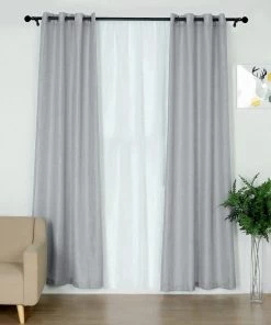 HIER_3120 Home Décor 2 Pack | Handmade Silver Faux Linen Curtains 52