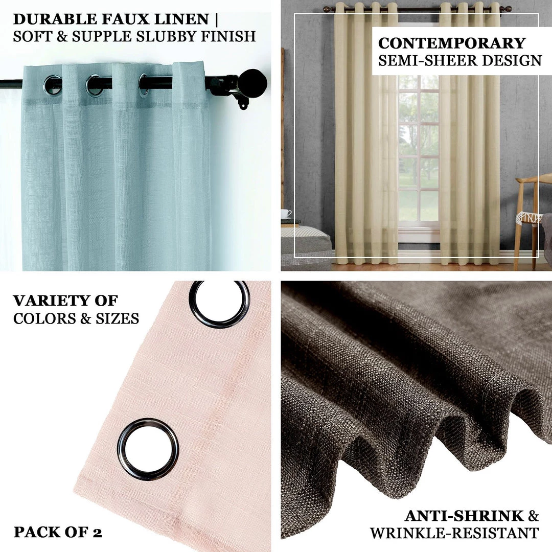 HIER_3120 2 Pack | Handmade Dusty Blue Faux Linen Curtains 52"x64", Curtain Panels With Chrome Grommets Home Décor 4 HIER_3120 2 Pack | Handmade Dusty Blue Faux Linen Curtains 52"x64", Curtain Panels With Chrome Grommets Home Décor