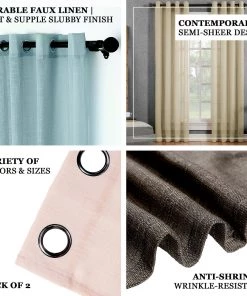 HIER_3120 2 Pack | Handmade Charcoal Gray Faux Linen Curtains 52"x96", Curtain Panels With Chrome Grommets 19 HIER_3120 2 Pack | Handmade Charcoal Gray Faux Linen Curtains 52