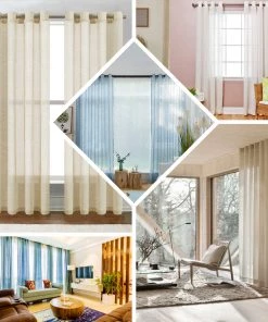 HIER_3120 2 Pack | Handmade Silver Faux Linen Curtains 52