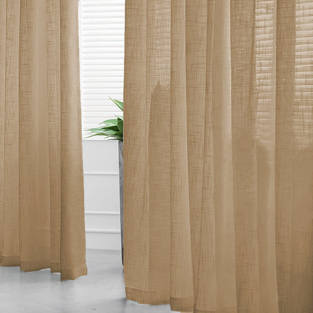 HIER_3120 2 Pack | Handmade Natural Faux Linen Curtains 52"x108", Curtain Panels With Chrome Grommets 8 HIER_3120 2 Pack | Handmade Natural Faux Linen Curtains 52"x108", Curtain Panels With Chrome Grommets