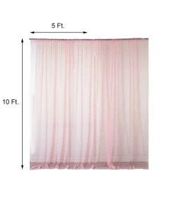 HIER_3110 Big Event Backdrops & Décor 2 Pack | 5ftx10ft Blush/Rose Gold Fire Retardant Floral Lace Sheer Curtains With Rod Pockets