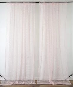 HIER_3110 Big Event Backdrops & Décor 2 Pack | 5ftx10ft Blush/Rose Gold Fire Retardant Floral Lace Sheer Curtains With Rod Pockets