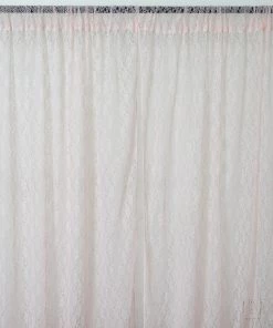 HIER_3110 Big Event Backdrops & Décor 2 Pack | 5ftx10ft Blush/Rose Gold Fire Retardant Floral Lace Sheer Curtains With Rod Pockets