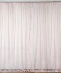 HIER_3110 Big Event Backdrops & Décor 2 Pack | 5ftx10ft Blush/Rose Gold Fire Retardant Floral Lace Sheer Curtains With Rod Pockets