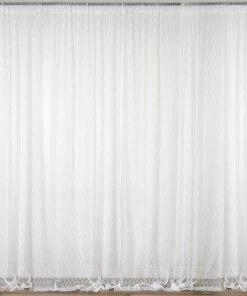 HIER_3110 Big Event Backdrops & Décor 2 Pack | 5ftx10ft Ivory Fire Retardant Floral Lace Sheer Curtains With Rod Pockets