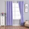 HIER_3160 2 Pack | White/Lavender Lattice Print Thermal Blackout Curtains With Chrome Grommet Window Treatment Panels - 52"x108" Clearance SALE