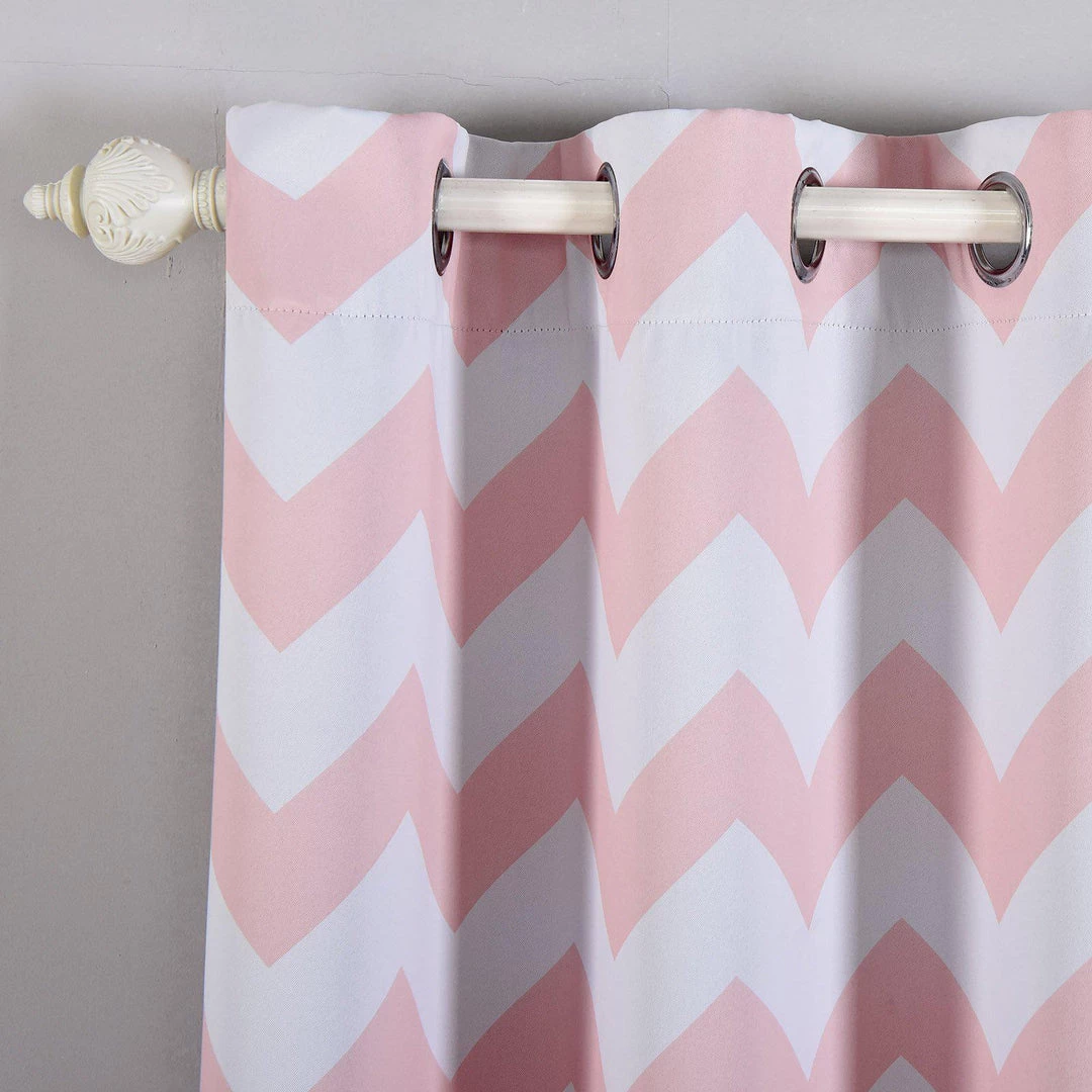 HIER_3160 2 Pack | White/Blush Chevron Design Thermal Blackout Curtains With Chrome Grommet Window Treatment Panels - 52"x108" Chevron & Checkered 7 HIER_3160 2 Pack | White/Blush Chevron Design Thermal Blackout Curtains With Chrome Grommet Window Treatment Panels - 52"x108" Chevron & Checkered