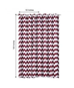 HIER_3160 2 Pack | White/Burgundy Chevron Print Thermal Blackout Window Curtain Grommet Panels, Noise Cancelling Curtains - 52