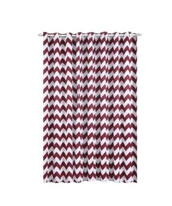 HIER_3160 2 Pack | White/Burgundy Chevron Print Thermal Blackout Window Curtain Grommet Panels, Noise Cancelling Curtains - 52