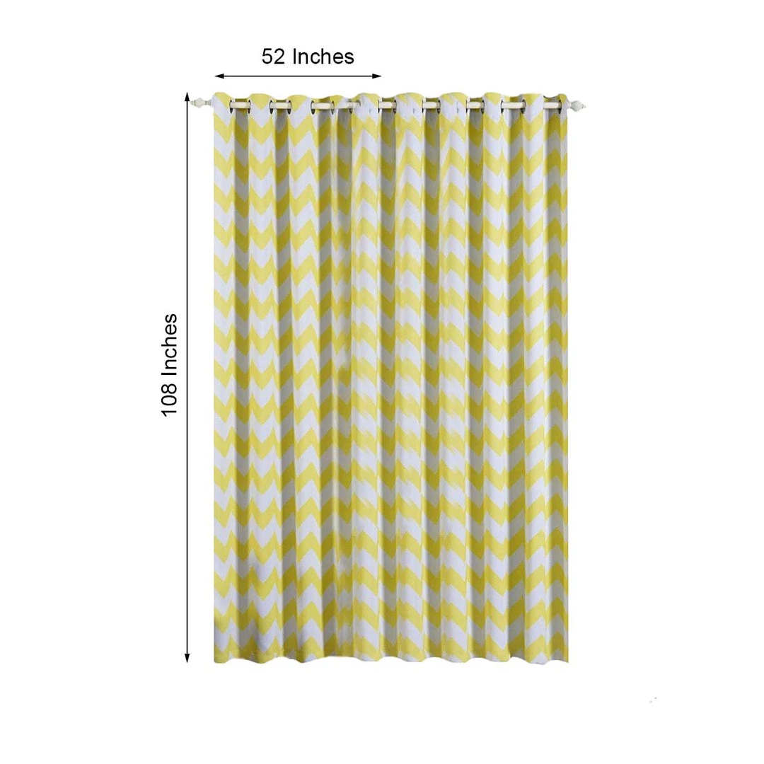 HIER_3160 2 Pack | White/Yellow Chevron Design Thermal Blackout Curtains With Chrome Grommet Window Treatment Panels - 52"x108" Home Curtains 3 HIER_3160 2 Pack | White/Yellow Chevron Design Thermal Blackout Curtains With Chrome Grommet Window Treatment Panels - 52"x108" Home Curtains