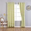 HIER_3160 2 Pack | White/Yellow Chevron Design Thermal Blackout Curtains With Chrome Grommet Window Treatment Panels - 52"x108" Home Curtains