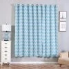HIER_3160 Home Décor 2 Pack | White/Baby Blue Chevron Design Thermal Blackout Curtains With Chrome Grommet Window Treatment Panels - 52"x84"