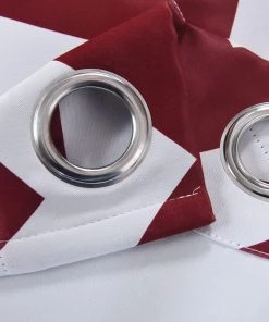 HIER_3160 2 Pack | White/Burgundy Chevron Design Thermal Blackout Soundproof Curtains With Chrome Grommet Window Treatment Panels - 52