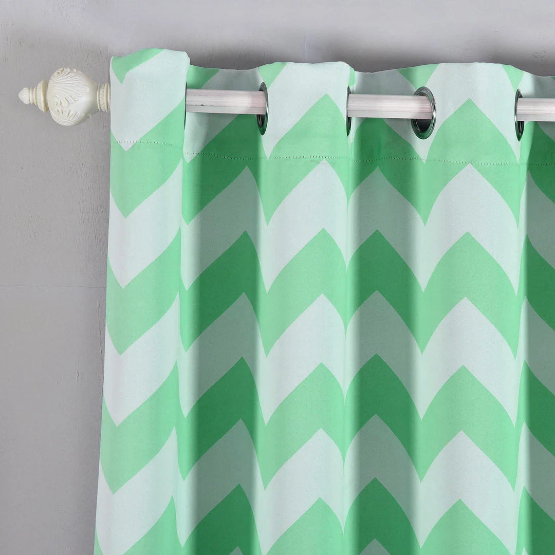 HIER_3160 Chevron Blackout Curtains | Pack Of 2 | White & Mint Blackout Curtains | 52"x96" Grommet Curtains | Insulated Grommet Curtains Home Décor 8 HIER_3160 Chevron Blackout Curtains | Pack Of 2 | White & Mint Blackout Curtains | 52"x96" Grommet Curtains | Insulated Grommet Curtains Home Décor