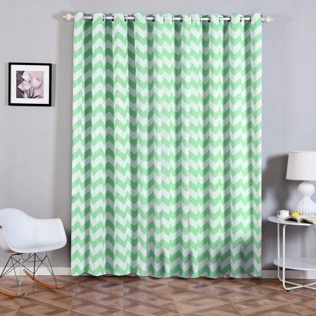 HIER_3160 Chevron Blackout Curtains | Pack Of 2 | White & Mint Blackout Curtains | 52"x96" Grommet Curtains | Insulated Grommet Curtains Home Décor 2 HIER_3160 Chevron Blackout Curtains | Pack Of 2 | White & Mint Blackout Curtains | 52"x96" Grommet Curtains | Insulated Grommet Curtains Home Décor