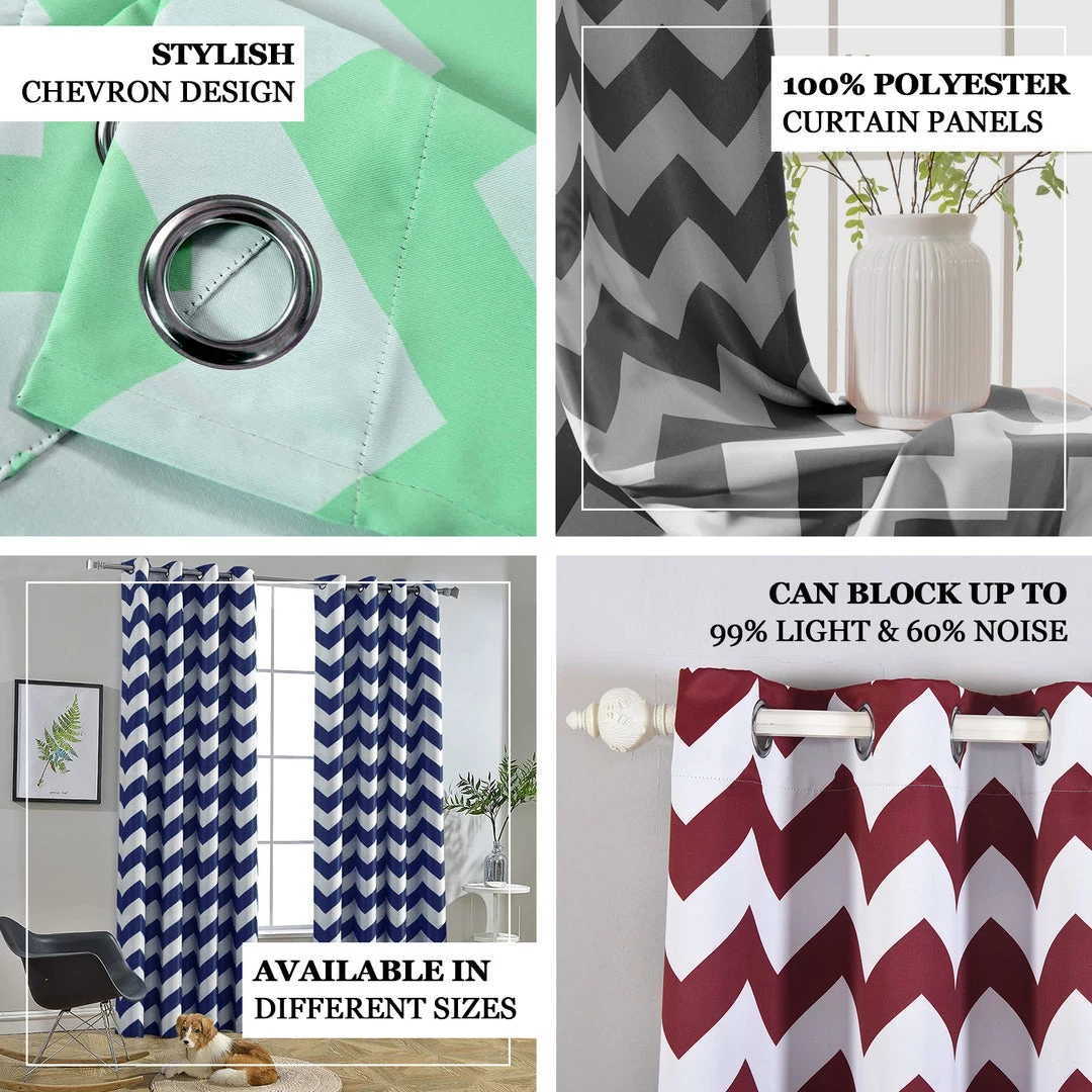 HIER_3160 2 Pack | White/Blush Chevron Design Thermal Blackout Curtains With Chrome Grommet Window Treatment Panels - 52"x108" Chevron & Checkered 4 HIER_3160 2 Pack | White/Blush Chevron Design Thermal Blackout Curtains With Chrome Grommet Window Treatment Panels - 52"x108" Chevron & Checkered