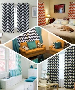HIER_3160 2 Pack | White/Mint Chevron Design Thermal Blackout Soundproof Curtains With Chrome Grommet Window Treatment Panels - 52"x64" Home Décor 15 HIER_3160 2 Pack | White/Mint Chevron Design Thermal Blackout Soundproof Curtains With Chrome Grommet Window Treatment Panels - 52