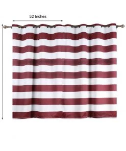 HIER_3160 Home Décor 2 Pack | White/Burgundy Cabana Stripe Thermal Blackout Curtains With Chrome Grommet Window Treatment Panels - 52"x64" 11 HIER_3160 Home Décor 2 Pack | White/Burgundy Cabana Stripe Thermal Blackout Curtains With Chrome Grommet Window Treatment Panels - 52