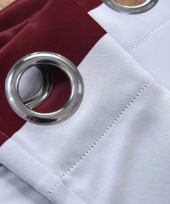 HIER_3160 Home Décor 2 Pack | White/Burgundy Cabana Stripe Thermal Blackout Curtains With Chrome Grommet Window Treatment Panels - 52"x64" 12 HIER_3160 Home Décor 2 Pack | White/Burgundy Cabana Stripe Thermal Blackout Curtains With Chrome Grommet Window Treatment Panels - 52