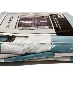 HIER_3160 2 Pack | White/Burgundy Cabana Stripe Thermal Blackout Window Curtain Grommet Panels, Noise Cancelling Curtains - 52