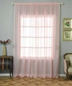 HIER_3160 Big Event Backdrops & Décor 2 Pack | Blush/Rose Gold Silk Organza Sheer Curtains With Rod Pocket Window Treatment Panels - 52"x108"