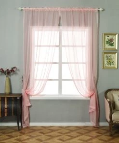 HIER_3160 Big Event Backdrops & Décor 2 Pack | Blush/Rose Gold Silk Organza Sheer Curtains With Rod Pocket Window Treatment Panels - 52"x108"