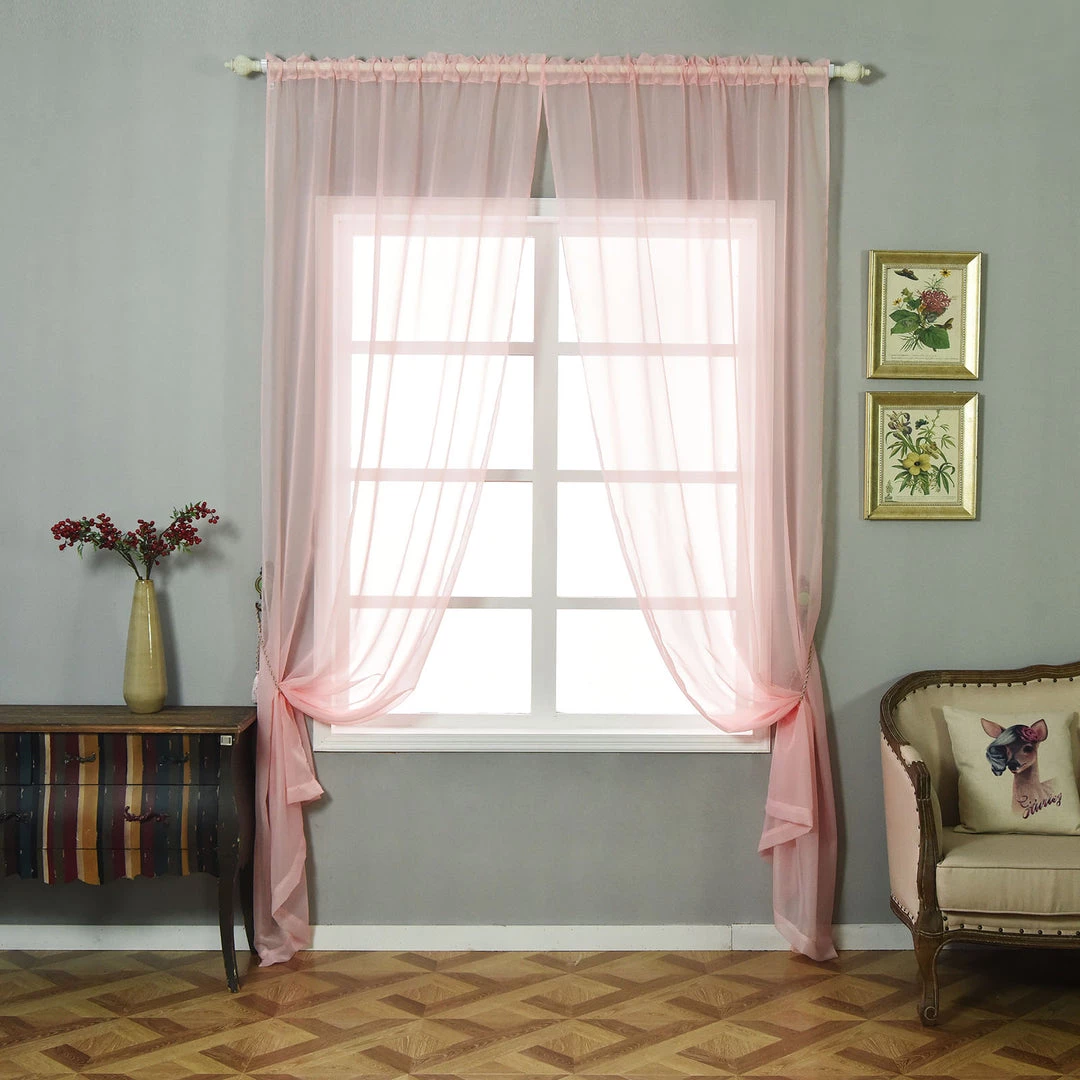 HIER_3160 Big Event Backdrops & Décor 2 Pack | Blush/Rose Gold Silk Organza Sheer Curtains With Rod Pocket Window Treatment Panels - 52"x108" 2 HIER_3160 Big Event Backdrops & Décor 2 Pack | Blush/Rose Gold Silk Organza Sheer Curtains With Rod Pocket Window Treatment Panels - 52"x108"