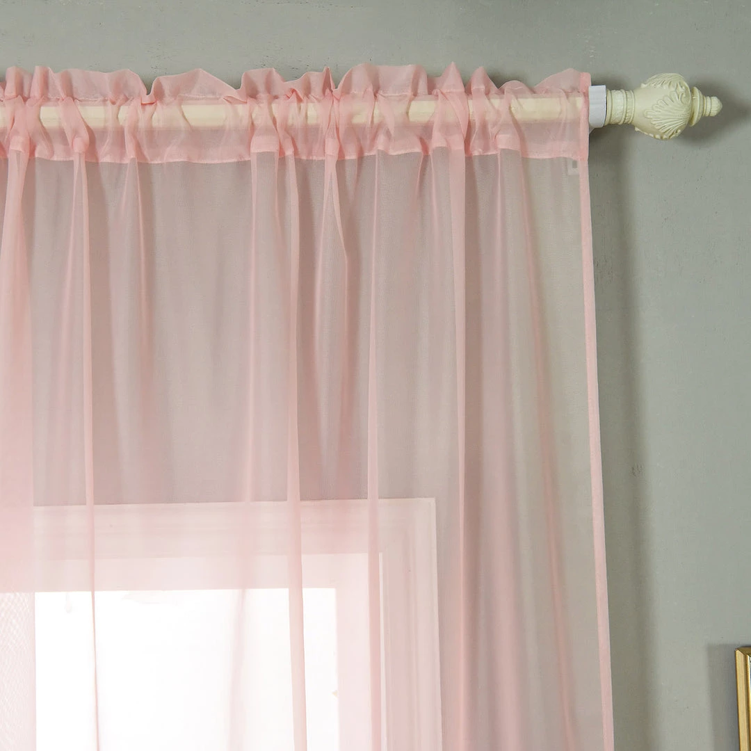 HIER_3160 Big Event Backdrops & Décor 2 Pack | Blush/Rose Gold Silk Organza Sheer Curtains With Rod Pocket Window Treatment Panels - 52"x108" 8 HIER_3160 Big Event Backdrops & Décor 2 Pack | Blush/Rose Gold Silk Organza Sheer Curtains With Rod Pocket Window Treatment Panels - 52"x108"