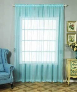 HIER_3160 Big Event Backdrops & Décor 2 Pack | Baby Blue Organza Grommet Sheer Curtains Panels - 52"x108"