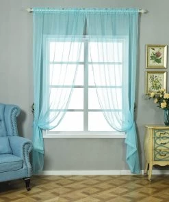 HIER_3160 Big Event Backdrops & Décor 2 Pack | Baby Blue Organza Grommet Sheer Curtains Panels - 52"x108"