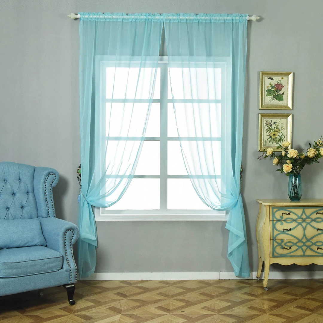 HIER_3160 Big Event Backdrops & Décor 2 Pack | Baby Blue Organza Grommet Sheer Curtains Panels - 52"x108" 2 HIER_3160 Big Event Backdrops & Décor 2 Pack | Baby Blue Organza Grommet Sheer Curtains Panels - 52"x108"