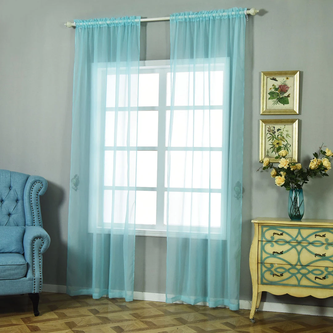 HIER_3160 Big Event Backdrops & Décor 2 Pack | Baby Blue Organza Grommet Sheer Curtains Panels - 52"x108" 8 HIER_3160 Big Event Backdrops & Décor 2 Pack | Baby Blue Organza Grommet Sheer Curtains Panels - 52"x108"