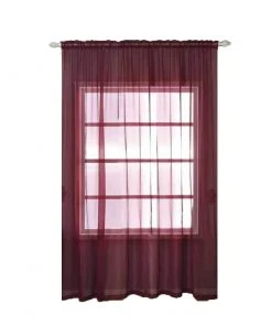 HIER_3160 2 Pack | Burgundy Organza Grommet Sheer Curtains Panels - 52