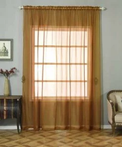 HIER_3160 Big Event Backdrops & Décor 2 Pack | Gold Grommet Sheer Curtains With Rod Pocket Window Treatment Panels - 52"x108"