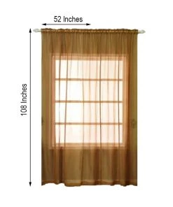 HIER_3160 Big Event Backdrops & Décor 2 Pack | Gold Grommet Sheer Curtains With Rod Pocket Window Treatment Panels - 52"x108" 14 HIER_3160 Big Event Backdrops & Décor 2 Pack | Gold Grommet Sheer Curtains With Rod Pocket Window Treatment Panels - 52