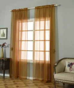 HIER_3160 Big Event Backdrops & Décor 2 Pack | Gold Grommet Sheer Curtains With Rod Pocket Window Treatment Panels - 52"x108" 17 HIER_3160 Big Event Backdrops & Décor 2 Pack | Gold Grommet Sheer Curtains With Rod Pocket Window Treatment Panels - 52