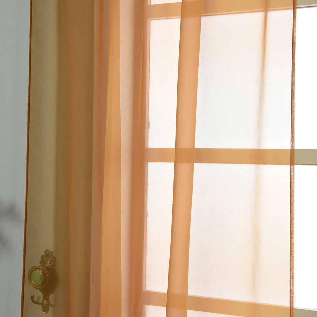 HIER_3160 Big Event Backdrops & Décor 2 Pack | Gold Grommet Sheer Curtains With Rod Pocket Window Treatment Panels - 52"x108" 7 HIER_3160 Big Event Backdrops & Décor 2 Pack | Gold Grommet Sheer Curtains With Rod Pocket Window Treatment Panels - 52"x108"